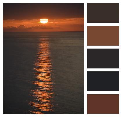 Ocean Sea Orange Sky Image